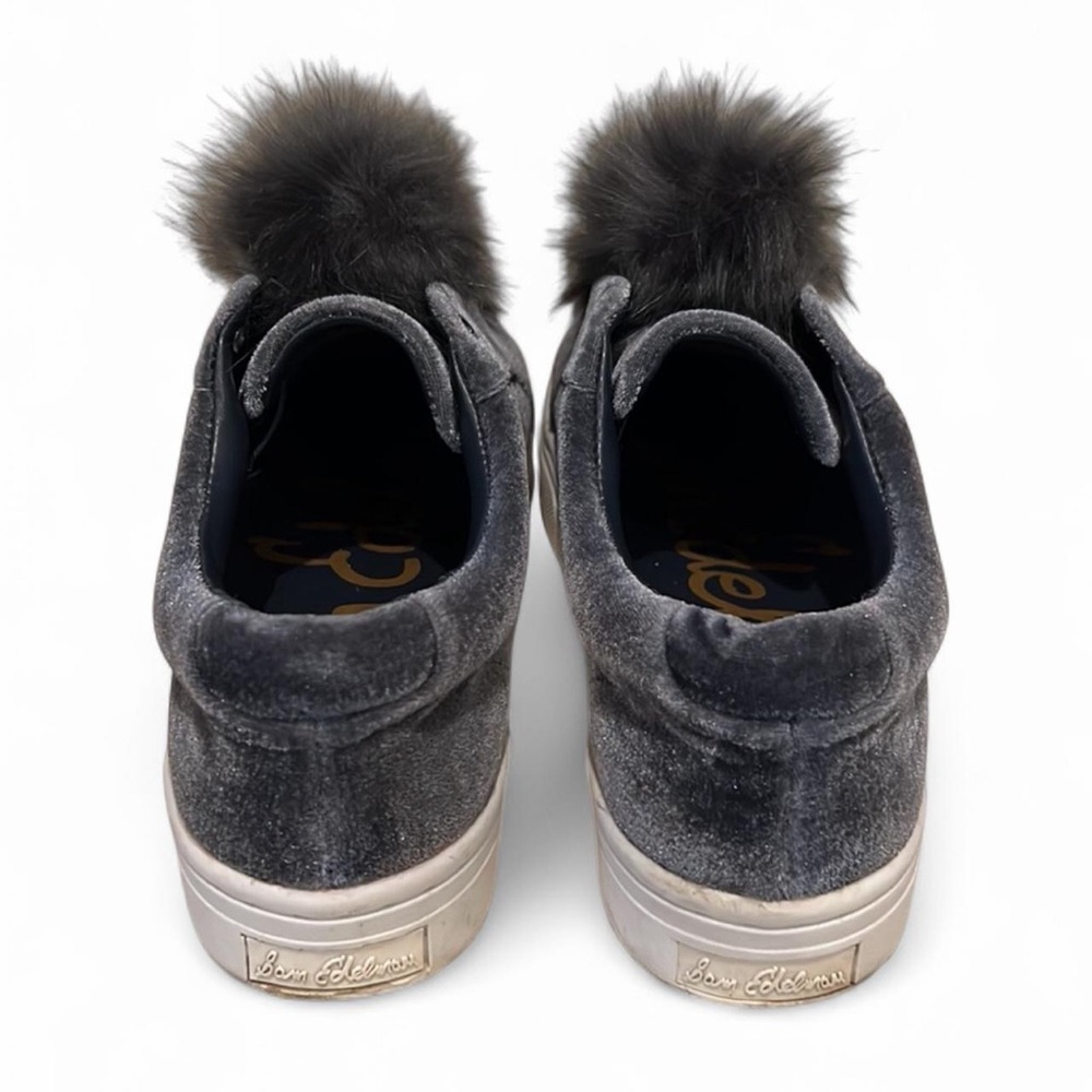 Sam Edelman Leya Velvet Faux Fur Slip On Sneakers Gray 7.5 - Picture 6 of 8